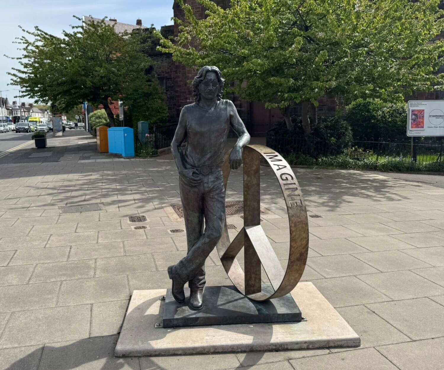 John Lennon statue on Penny Lane in Allerton, Liverpool