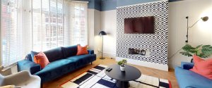 A stylishly decorated lounge in a HMO property for young professionals in Liverpool
