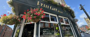 Petit Café du Coin exterior on Berry Street Liverpool - French jazz bar and wine venue in Liverpool's nightlife district