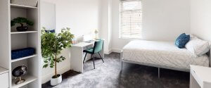 Modern professional bedroom in Aigburth L17 house share with desk workspace and natural light